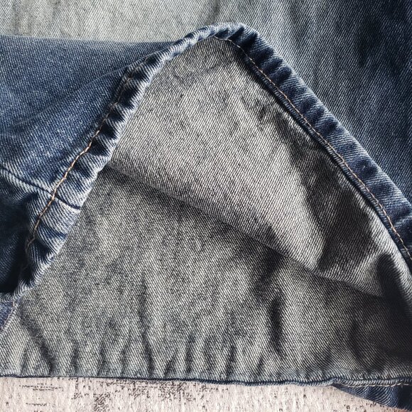 EMPYRE Phat Wide Leg Oversize Skate Y2K Rave Dark Blue Denim Jean Shorts - Picture 13 of 13